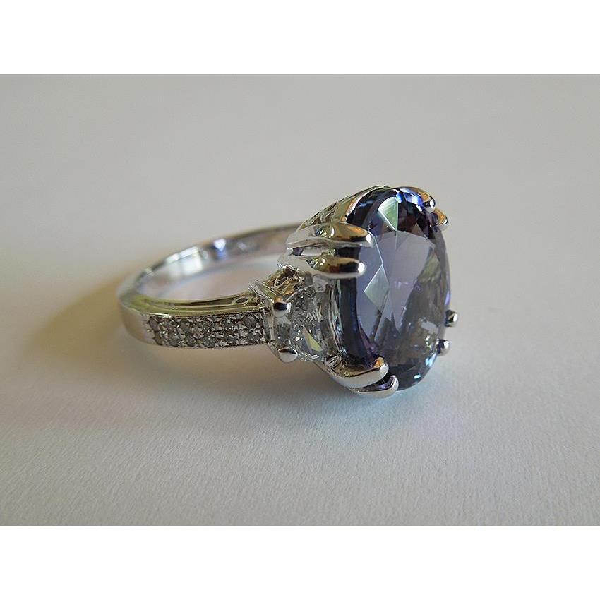 8.51 Ct Wedding Ring Oval Tanzanite Diamonds White Gold 14K - Gemstone Ring-harrychadent.ca