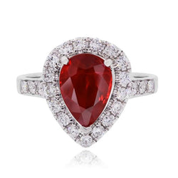 9.50 Carats Ruby With Accents Natural Earth Mined Diamond Wedding Ring White Gold 14K
