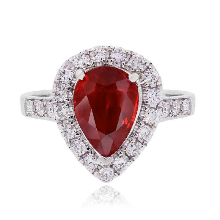 9.50 Carats Ruby With Accents Diamond Wedding Ring White Gold 14K - Gemstone Ring-harrychadent.ca