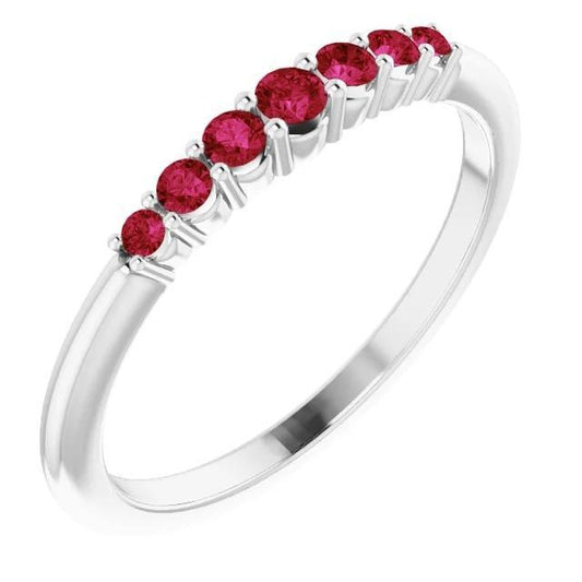 Anniversary Band Burmese Rubies 1 Carat 14K White Gold Jewelry - Gemstone Ring-harrychadent.ca