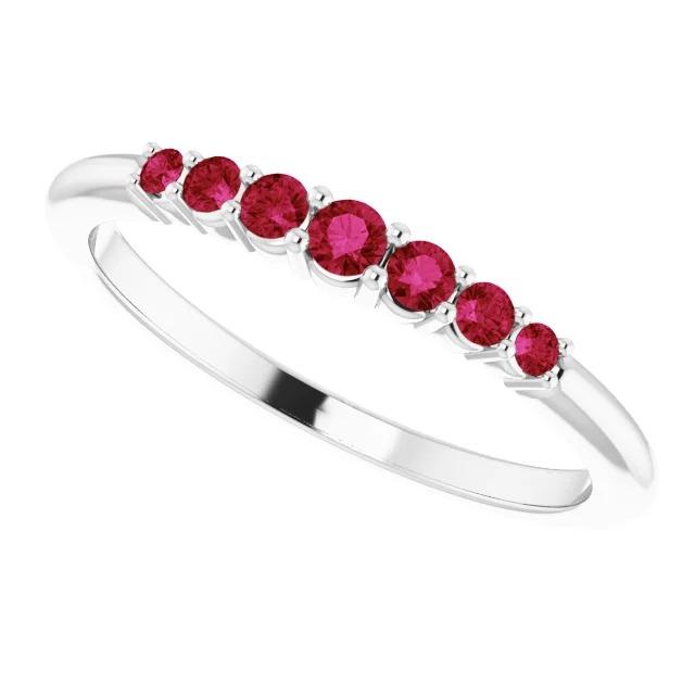 Anniversary Band Burmese Rubies 1 Carat 14K White Gold Jewelry - Gemstone Ring-harrychadent.ca