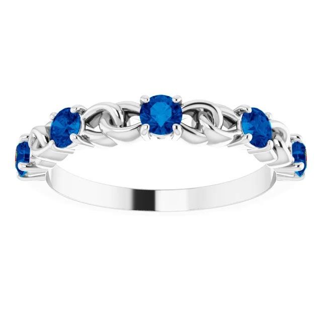 Anniversary Ring Blue Sapphires 1 Carat White Gold 14K - Gemstone Ring-harrychadent.ca