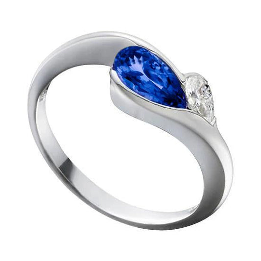 Antique Style 2.01 Carat Gold Ring Tanzanite Pear Diamond - Gemstone Ring-harrychadent.ca