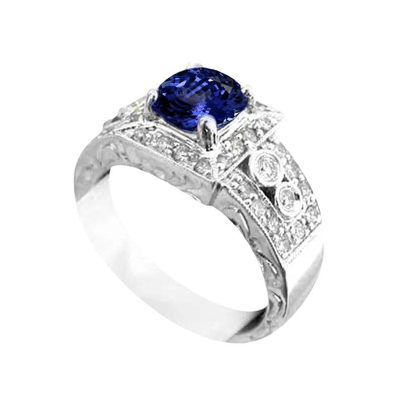 Antique Style Tanzanite And Diamonds Ring 2.79 Carats Wedding Jewelry - Gemstone Ring-harrychadent.ca