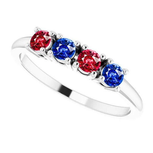 Band Ruby Sapphire Ring 0.80 Carats Prong Setting White Gold 14K - Gemstone Ring-harrychadent.ca