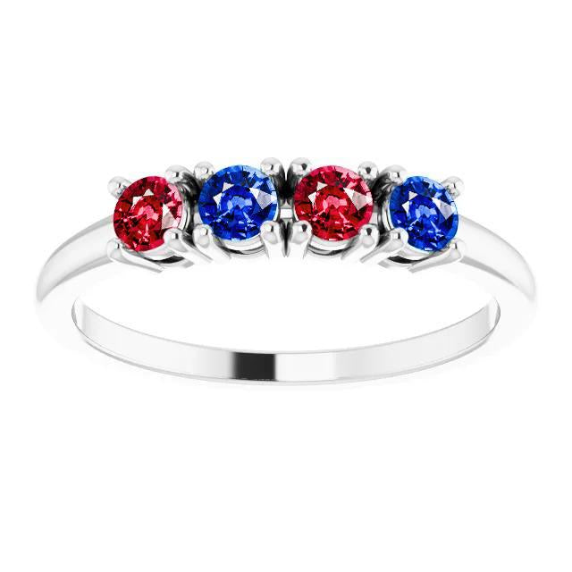 Band Ruby Sapphire Ring 0.80 Carats Prong Setting White Gold 14K - Gemstone Ring-harrychadent.ca