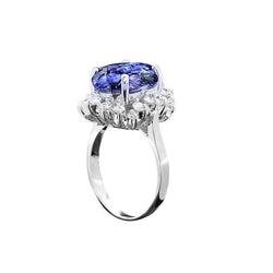 Beautiful 4 Carat Tanzanite Round Diamonds Ring Jewelry
