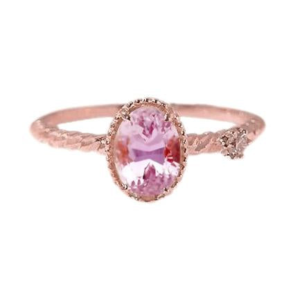 Beautiful Oval Pink Kunzite & Diamond Wedding Ring 13.15 Ct Rose Gold - Gemstone Ring-harrychadent.ca