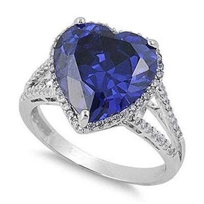 Big Heart Sri Lanka Blue Sapphire Diamond Engagement Ring 5.75 Carats - Gemstone Ring-harrychadent.ca