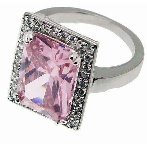 Big Kunzite With Diamonds 25.50 Carats Ring 14K White Gold - Gemstone Ring-harrychadent.ca