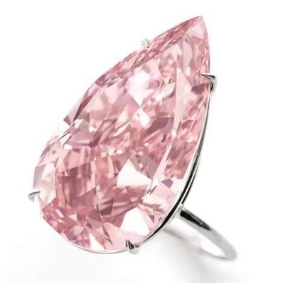 Big Pear Cut Solitaire 3 Ct Pink Sapphire Gemstone Ring Gold White 14K - Gemstone Ring-harrychadent.ca