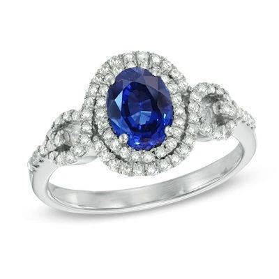 Blue AAA Ceylon Sapphire With Diamond Ring 2.75 Carats Gold Jewelry - Gemstone Ring-harrychadent.ca