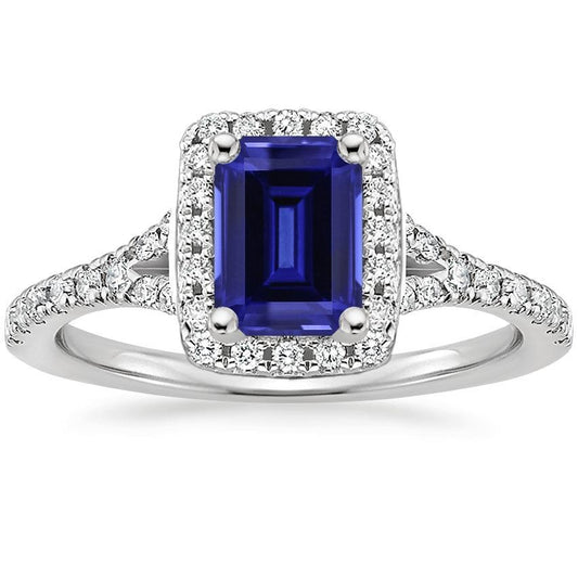 Blue Emerald Ceylon Sapphire Diamond Engagement Ring 3 Carats - Gemstone Ring-harrychadent.ca