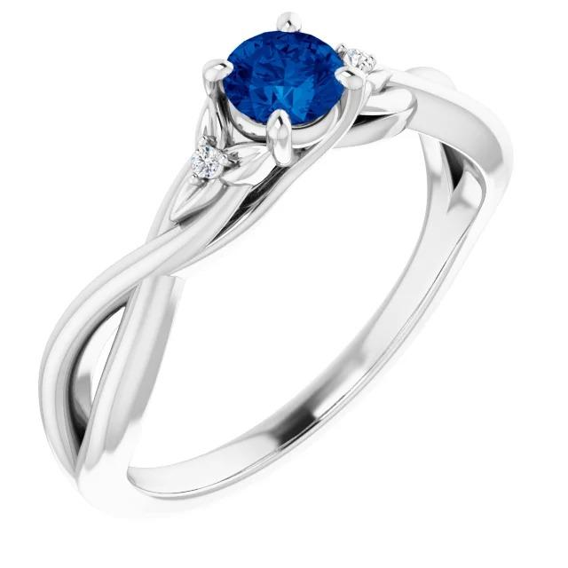 Blue Sapphire 1.50 Carats Ring Twisted Shank White Gold 14K - Gemstone Ring-harrychadent.ca