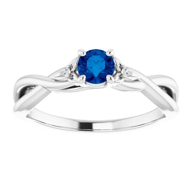 Blue Sapphire 1.50 Carats Ring Twisted Shank White Gold 14K - Gemstone Ring-harrychadent.ca