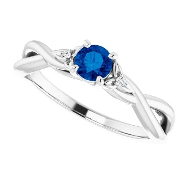 Blue Sapphire 1.50 Carats Ring Twisted Shank White Gold 14K - Gemstone Ring-harrychadent.ca