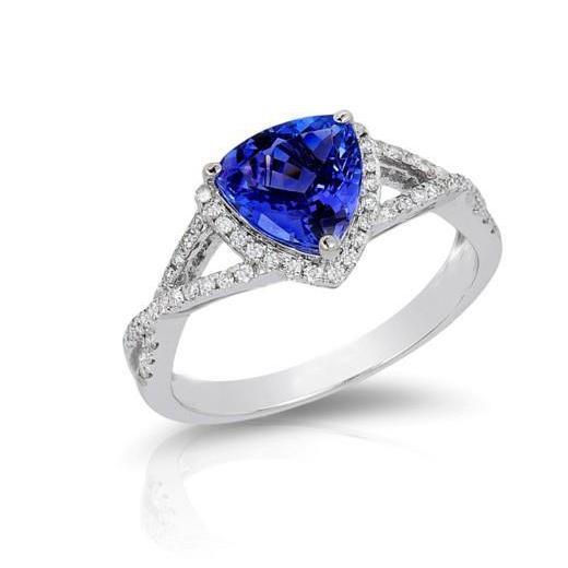 Blue Sapphire And Diamonds 3.66 Carats Ring White Gold 14K - Gemstone Ring-harrychadent.ca