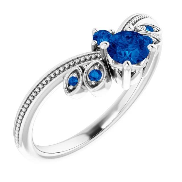 Blue Sapphire Stone 2.30 Carats Anniversary Ring White Gold 14K - Gemstone Ring-harrychadent.ca