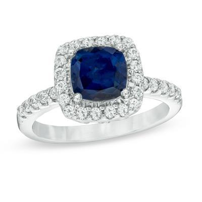 Blue Sapphire With Diamonds 3.50 Ct Anniversary Ring White Gold 14K - Gemstone Ring-harrychadent.ca