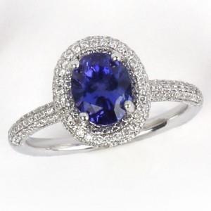 Blue Tanzanite With Diamonds 10.75 Ct Wedding Ring White Gold 14K - Gemstone Ring-harrychadent.ca