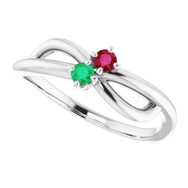 Burma Ruby 0.30 Carats Green Emerald Infinity Twist Gemstone Ring - Gemstone Ring-harrychadent.ca