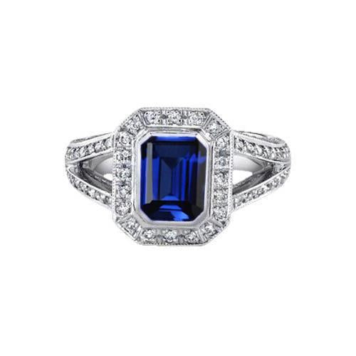 Ceylon Blue Sapphire Diamonds 5.36 Carat Ring Natural Gem-Stone New - Gemstone Ring-harrychadent.ca