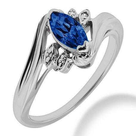 Ceylon Blue Sapphire Marquise Cut And Diamond Ring Gold 1.10 Ct. - Gemstone Ring-harrychadent.ca