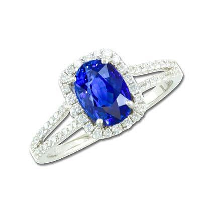 Ceylon Sapphire 3.25 Carats Anniversary Ring White Gold 14K - Gemstone Ring-harrychadent.ca