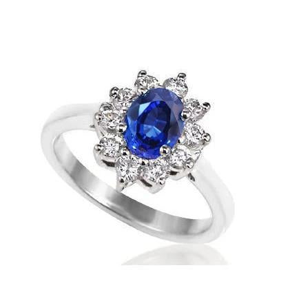 Ceylon Sapphire And Diamonds 3.50 Ct Ring White Gold 14K - Gemstone Ring-harrychadent.ca