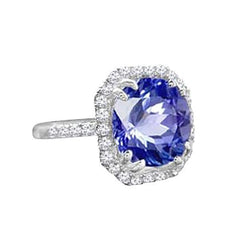 Ceylon Sapphire Diamonds 8 Carats Ring White Gold 14K