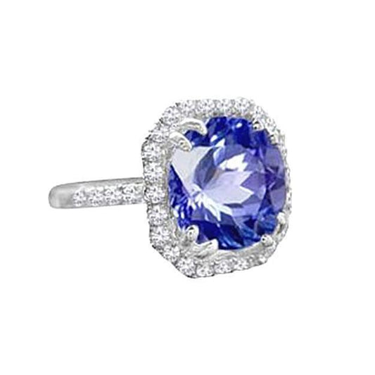 Ceylon Sapphire Diamonds 8 Carats Ring White Gold 14K - Gemstone Ring-harrychadent.ca