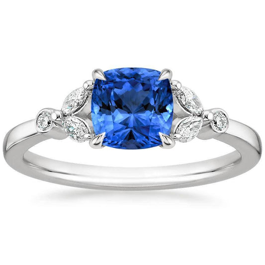 Ceylon Sapphire With Diamonds 2.70 Ct Ring White Gold 14K - Gemstone Ring-harrychadent.ca