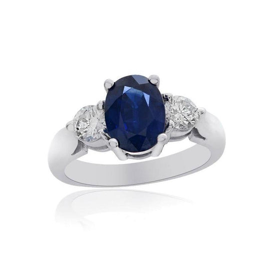 Ceylon Sapphire With Diamonds 3 Carats Ring White Gold - Gemstone Ring-harrychadent.ca