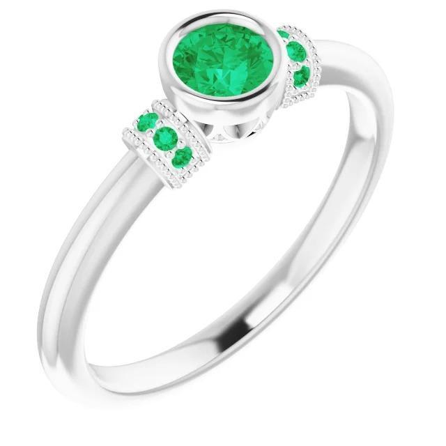 Columbian Green Emerald Ring Antique Style 1 Carat Jewelry Gemstone - Gemstone Ring-harrychadent.ca