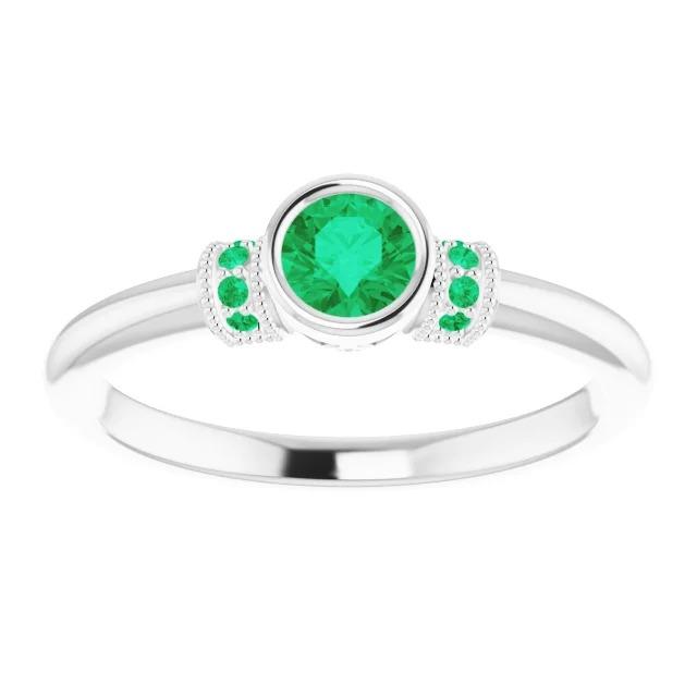 Columbian Green Emerald Ring Antique Style 1 Carat Jewelry Gemstone - Gemstone Ring-harrychadent.ca