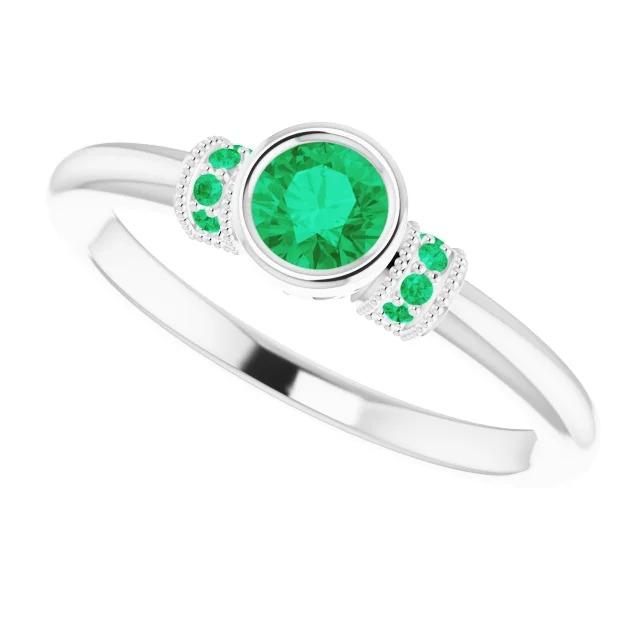 Columbian Green Emerald Ring Antique Style 1 Carat Jewelry Gemstone - Gemstone Ring-harrychadent.ca