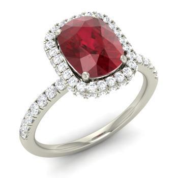 Cushion Cut Red Ruby With Diamond Ring 10.75 Carats Jewelry White Gold - Gemstone Ring-harrychadent.ca