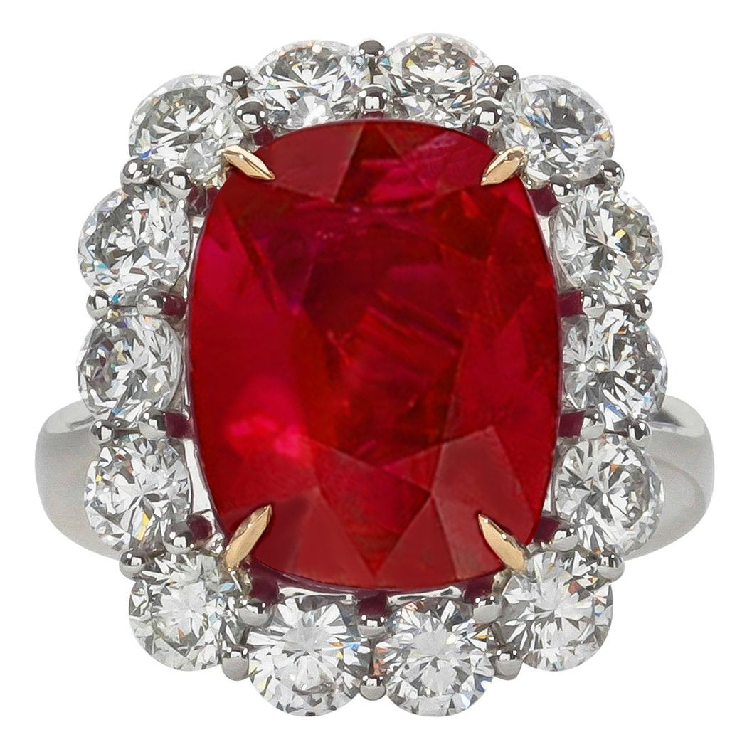 Cushion Ruby And Round Diamonds 7 Carats Anniversary Ring - Gemstone Ring-harrychadent.ca