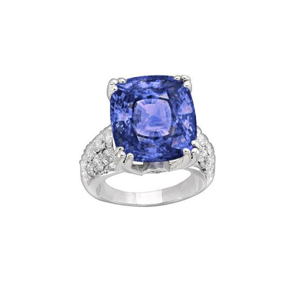 Cushion Tanzanite And Round Diamonds 7.50 Carat Fancy Ring New - Gemstone Ring-harrychadent.ca