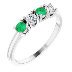Natural Earth Mined Diamond Band 0.80 Carats Green Emerald Ladies Jewelry New
