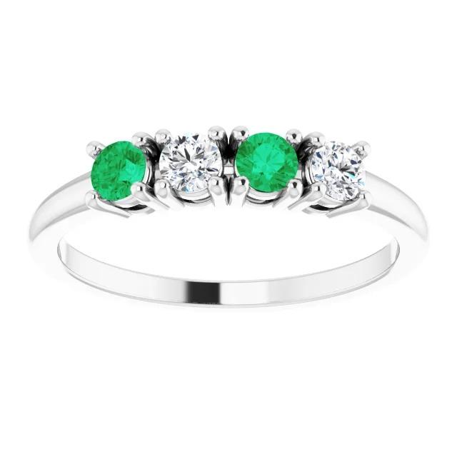 Diamond Band 0.80 Carats Green Emerald Ladies Jewelry New - Gemstone Ring-harrychadent.ca