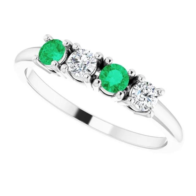 Diamond Band 0.80 Carats Green Emerald Ladies Jewelry New - Gemstone Ring-harrychadent.ca