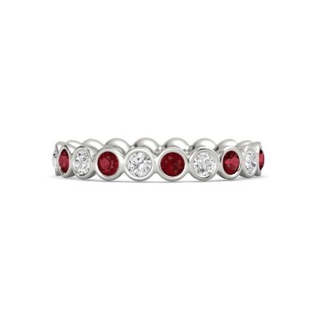 Diamond Eternity Band 1 Carat Burmese Ruby 14K White Gold Jewelry - Gemstone Ring-harrychadent.ca