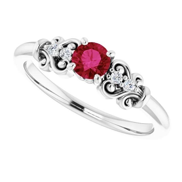 Diamond Ring 1.10 Carats Antique Style Ruby Jewelry - Gemstone Ring-harrychadent.ca