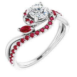 Natural Earth Mined Diamond Ring 1.65 Carats Burmese Ruby Women Jewelry