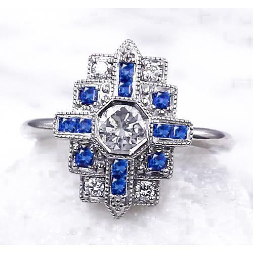 Diamond Ring 2.50 Carats Antique Style Ceylon Blue Sapphire - Gemstone Ring-harrychadent.ca