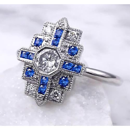 Diamond Ring 2.50 Carats Antique Style Ceylon Blue Sapphire - Gemstone Ring-harrychadent.ca