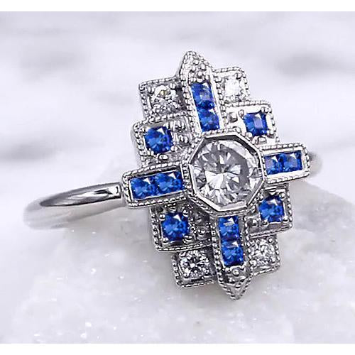 Diamond Ring 2.50 Carats Antique Style Ceylon Blue Sapphire - Gemstone Ring-harrychadent.ca