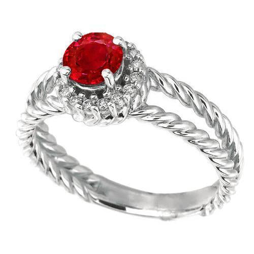 Diamond Ring Ruby and Diamonds 2 Carats White Gold 14K Jewelry - Gemstone Ring-harrychadent.ca