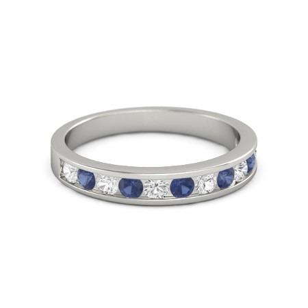 Diamond Round Blue Sapphire Band 2.50 Carats White Gold 14K Jewelry - Gemstone Ring-harrychadent.ca